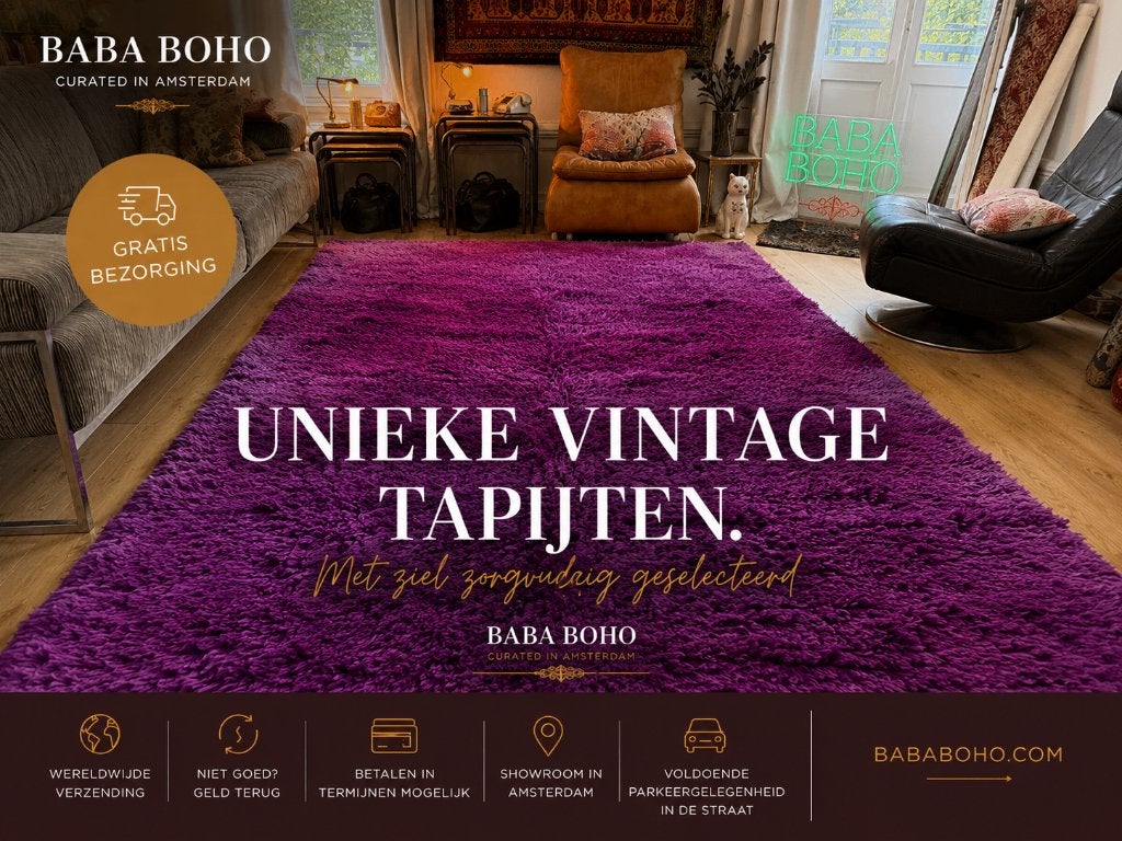 Vintage Marokkaanse Tapijten – Zorgvuldig geselecteerd, 1053ML, Amsterdam, Info@bababoho.com, Geel, Ophalen of Verzenden
