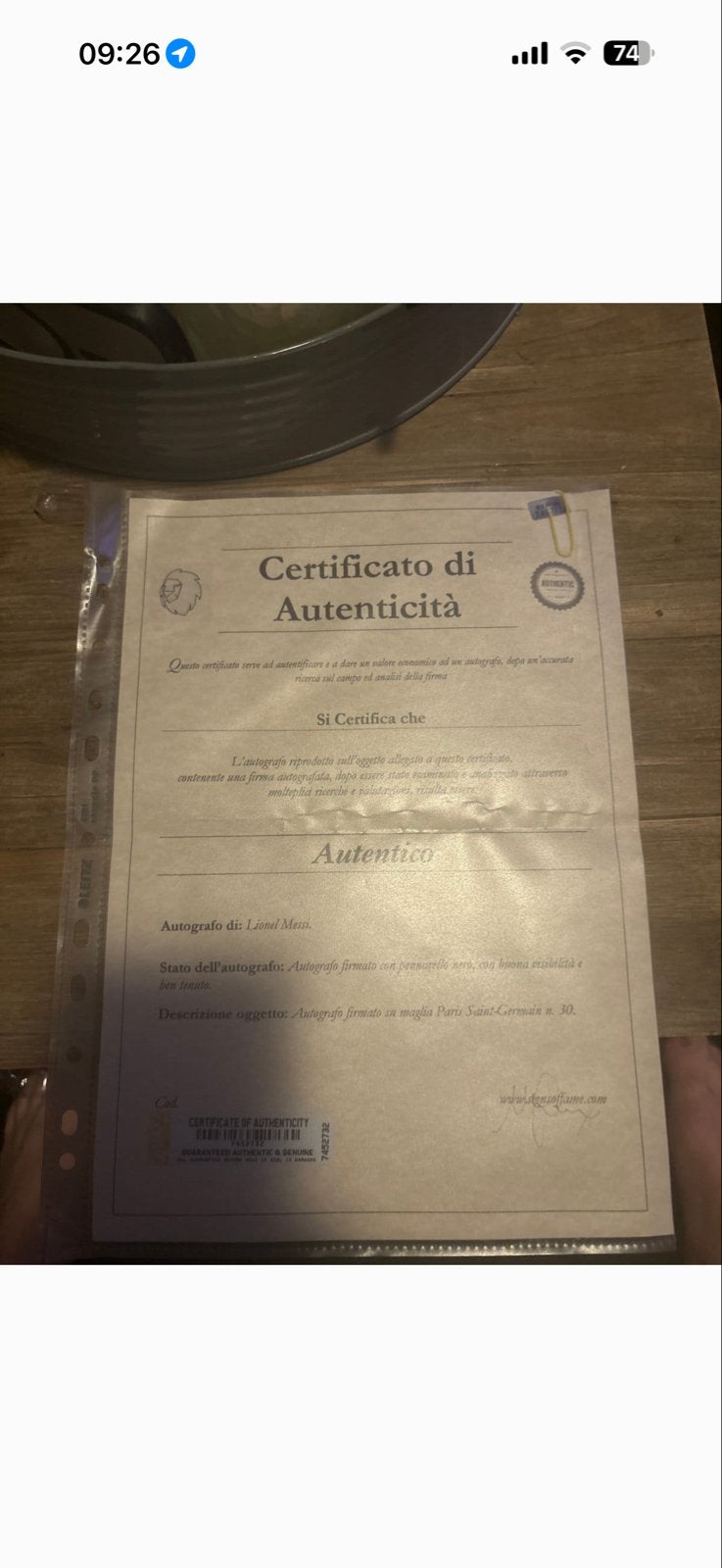 Gesigneerd Messi PSG shirt met certificaat van echtheid, Verzamelen, Ophalen of Verzenden, Nieuw, Buitenlandse clubs, Shirt