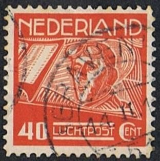 Nederland serie luchtpost gestempeld uit 1928, Postzegels en Munten, Verzenden, T/m 1940, Gestempeld