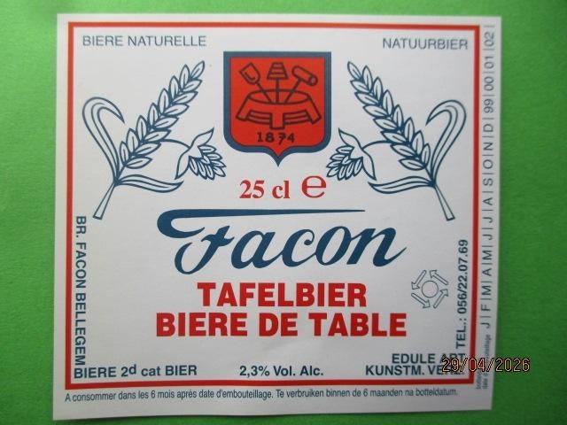 bieretiket Belgie 3-5 (i22) facon, Ophalen of Verzenden, Gebruikt, Overige typen, Overige merken