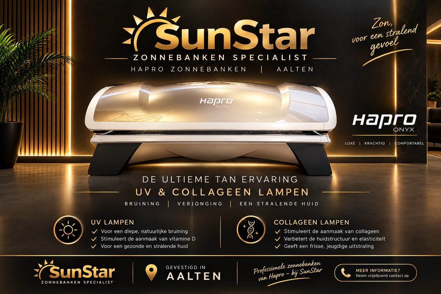 Profecionele thuis zonnebank Hapro collatan zie beschrjving, Verzenden, Refurbished, 15 lampen of meer, Vdl