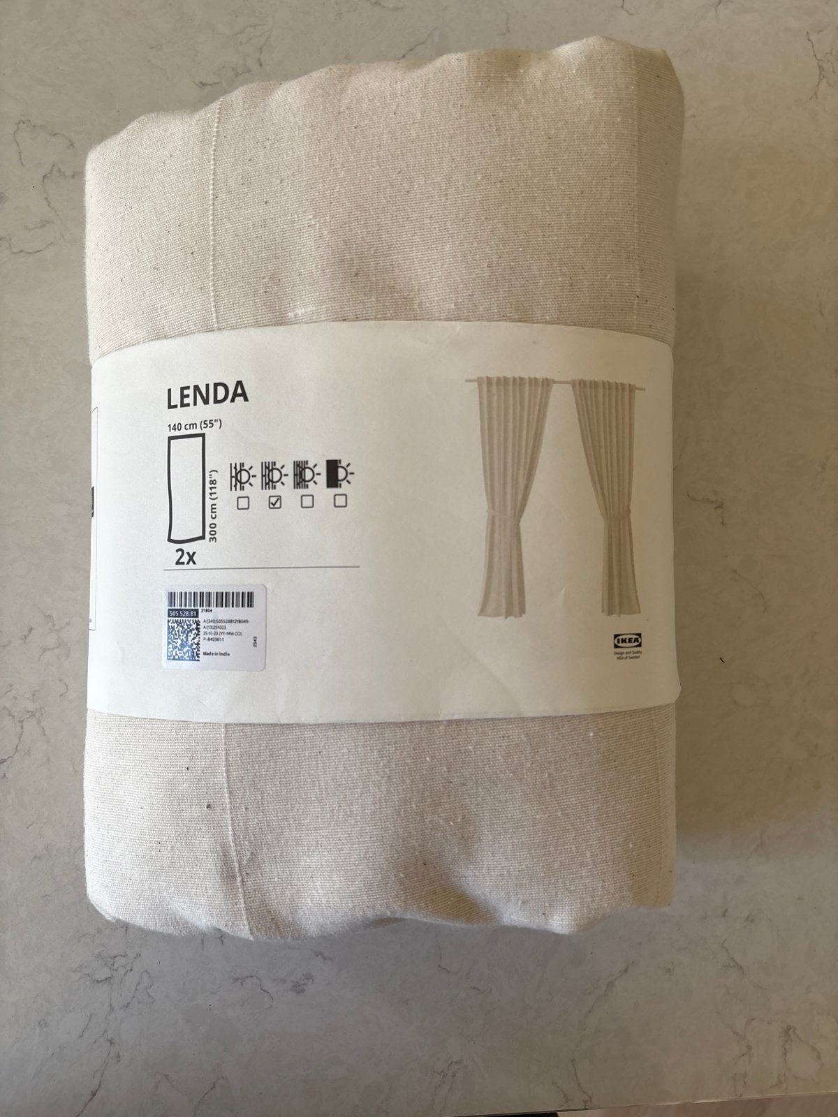 IKEA Lenda Gordijnen - 140x300 cm - Nieuw in verpakking, Beige, Nieuw, Ophalen of Verzenden, Lichtdoorlatend
