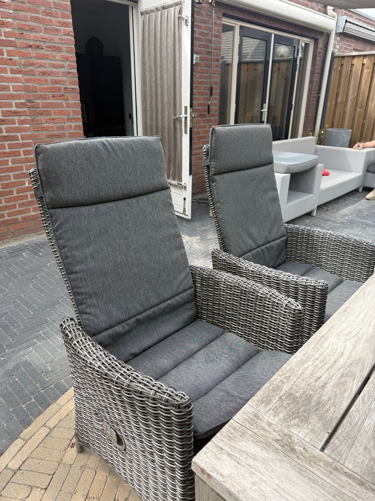 Luxe tuinset: Teakhouten tafel met 8 verstelbare stoelen, Tuin en Terras, Ophalen, Gebruikt, Eettafel, Teakhout