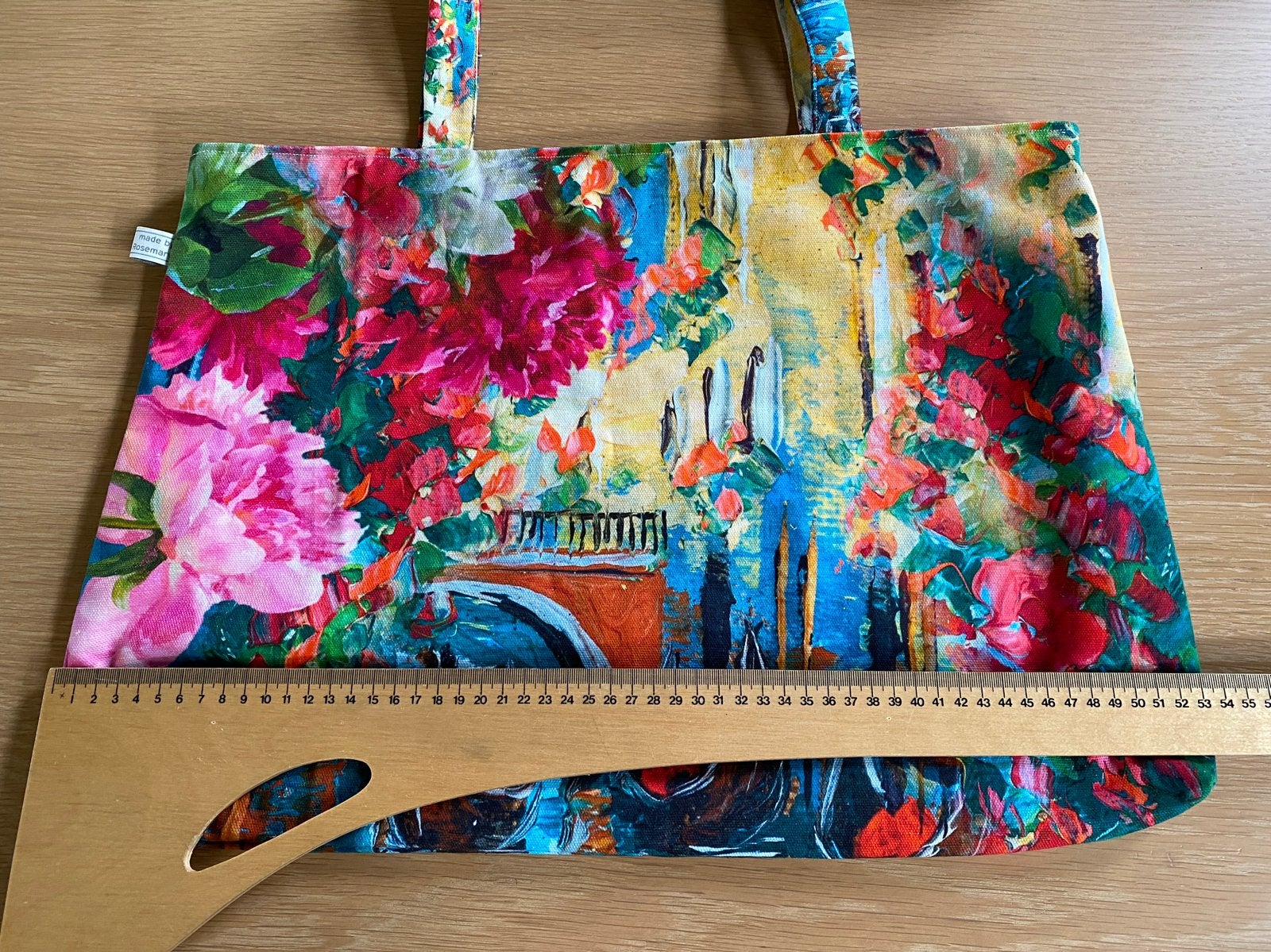 Handgemaakte Shopper met Bloemenprint - 53x35 cm, Ophalen of Verzenden, Nieuw, Overige kleuren, Shopper