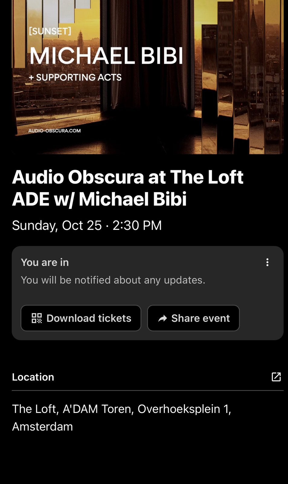 Twee kaarten voor Audio Obscura Michael Bibi, Twee personen