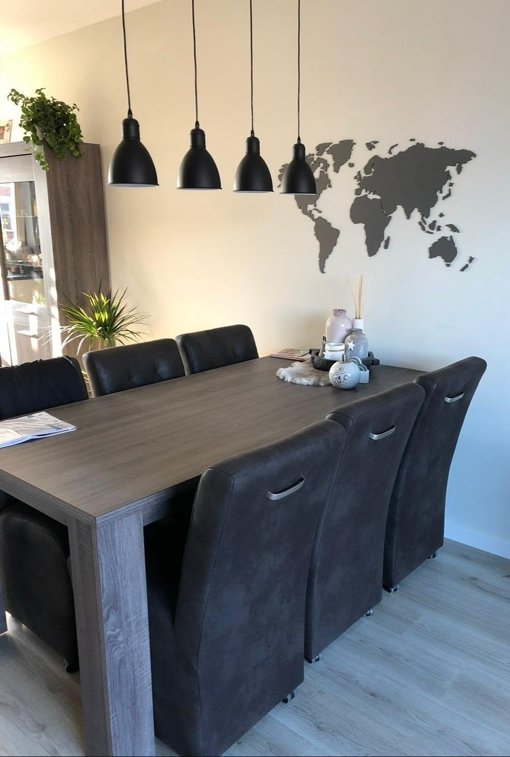 Set van vitrinekast, eettafel, stoelen en tv-meubel, Ophalen, Gebruikt, 6 tot 8 stoelen