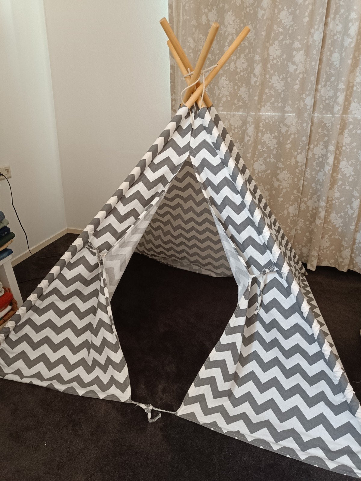 Woood tipi tent grijs zigzag, Ophalen, Zo goed als nieuw
