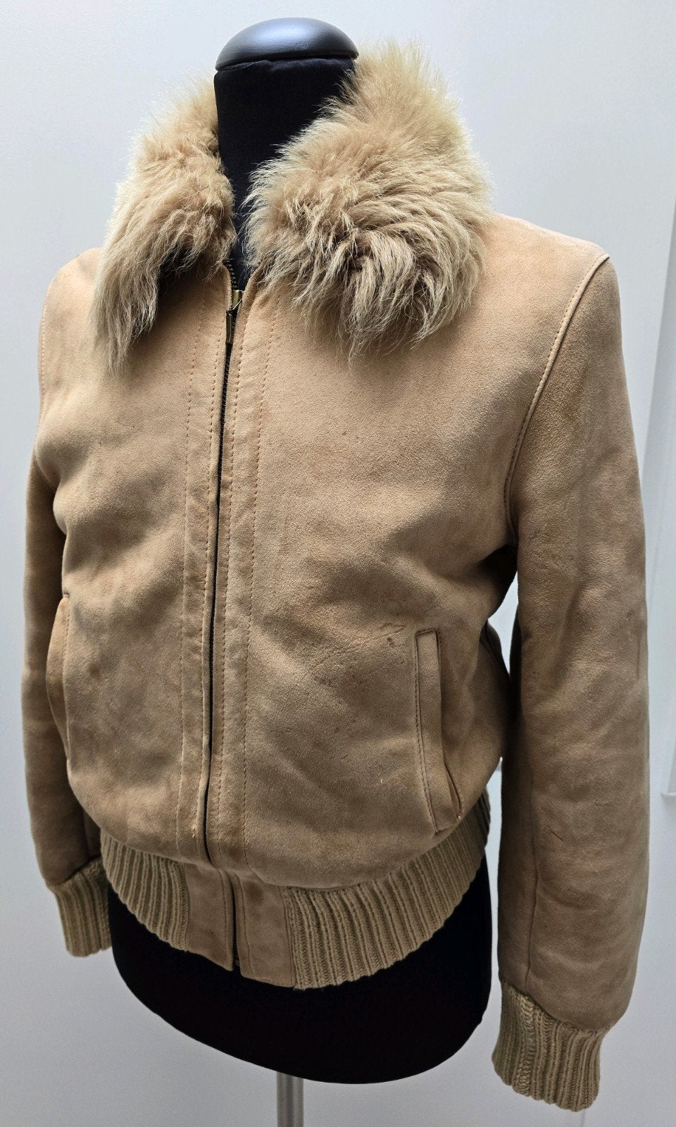 Soepel lammy bomber jasje echt lamsleer en vacht mt S, Ophalen of Verzenden, Zo goed als nieuw, Maat 36 (S), Zara