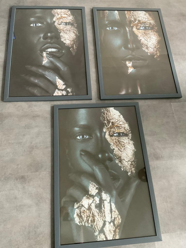 Moderne fotolijstjes zwart - goud, Ophalen, Metaal of Aluminium, Zo goed als nieuw, 75 cm of meer