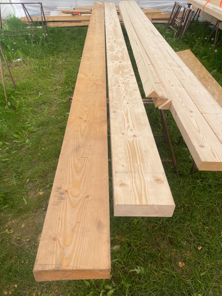 2 balken: 225x75mm en 220x70mm, Doe-het-zelf en Verbouw, Hout en Planken, Ophalen, Gebruikt, Balk, Vuren