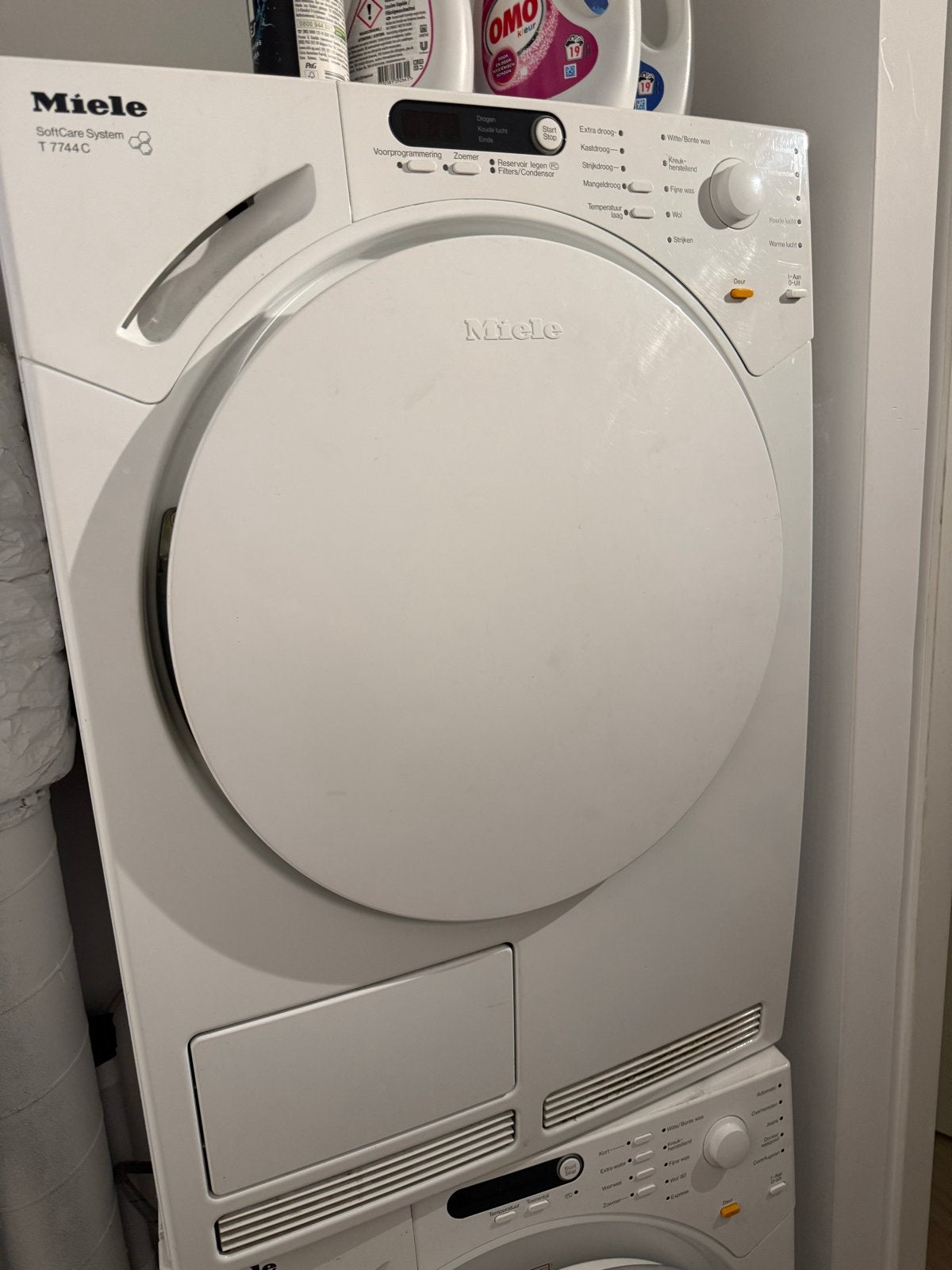 Miele Wasmachine (defect slot) en droger (goed) te koop, Ophalen, Gebruikt, 85 tot 90 cm