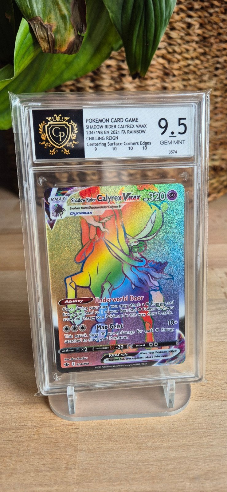 Pokemon Shadow Rider Calyrex VMAX Rainbow Rare PSA 9.5, Ophalen of Verzenden, Zo goed als nieuw, Losse kaart, Foil