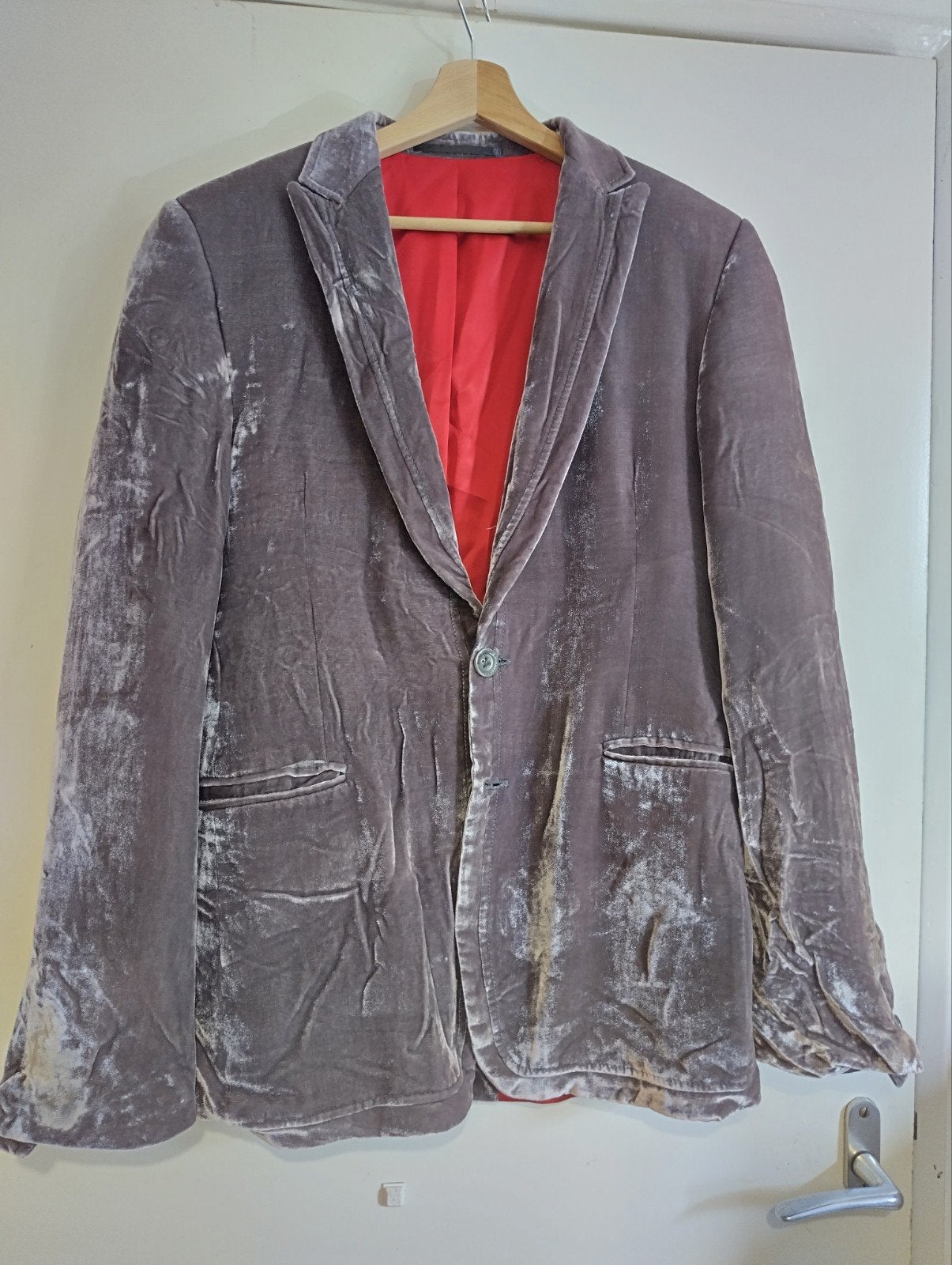 Veloers Colbert Hans Ubbink mt 52, Kleding | Heren, Kostuums en Colberts, Maat 52/54 (L), Beige, Hans Ubbink, Ophalen of Verzenden