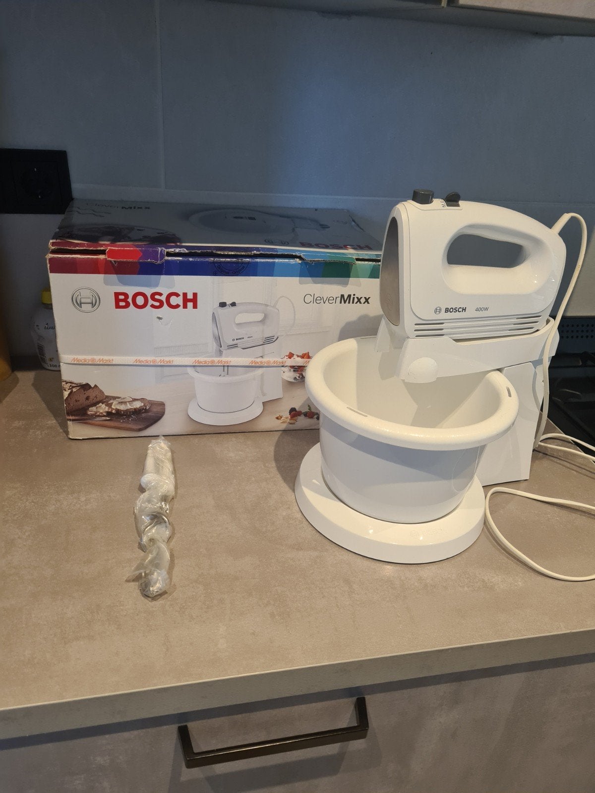 Bosch CleverMixx Handmixer met standaard en kom, Witgoed en Apparatuur, Ophalen, Zo goed als nieuw, 3 snelheden of meer