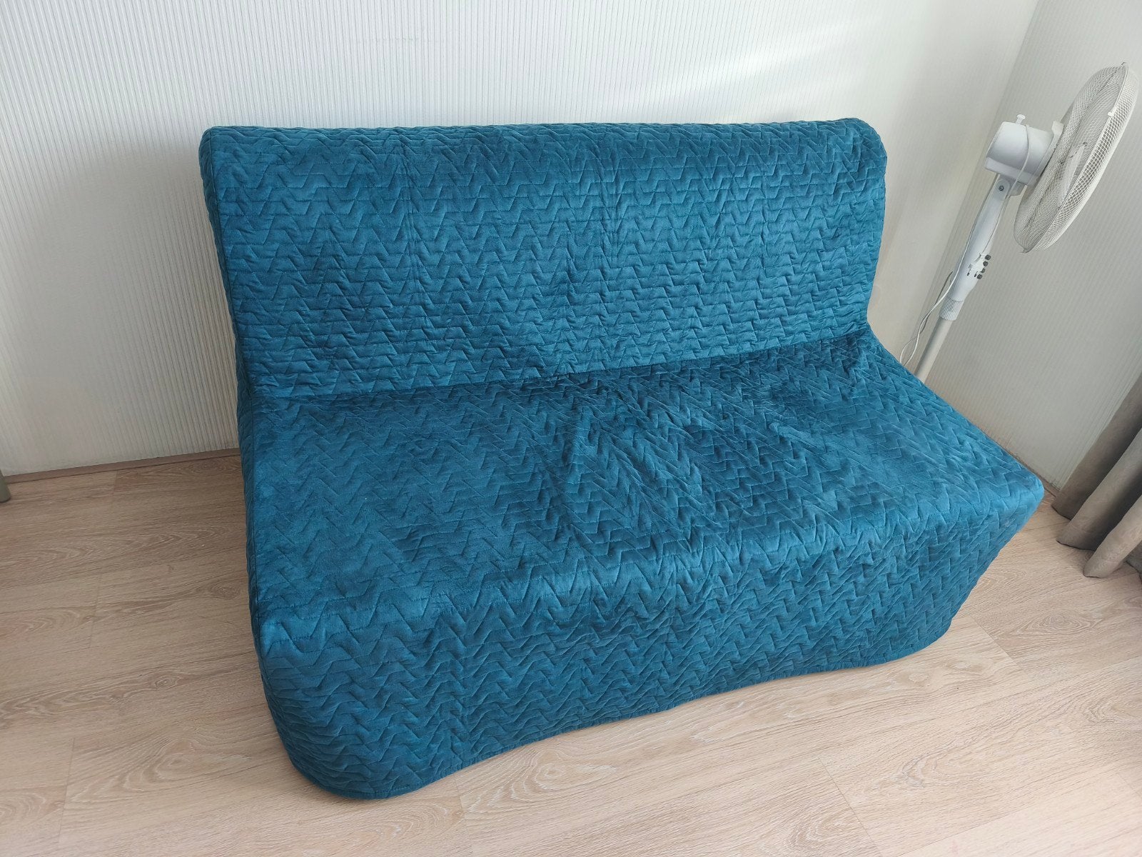 Mooie Ikea slaapbank met blauwe hoes, Ophalen, Gebruikt, Blauw, Tweepersoons