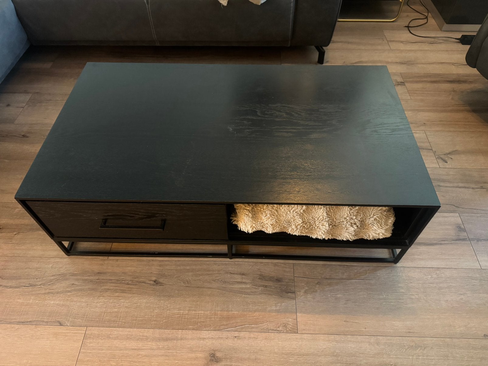 Zwarte salontafel met lades 124x70, Ophalen, Gebruikt, 100 tot 150 cm, 50 tot 100 cm