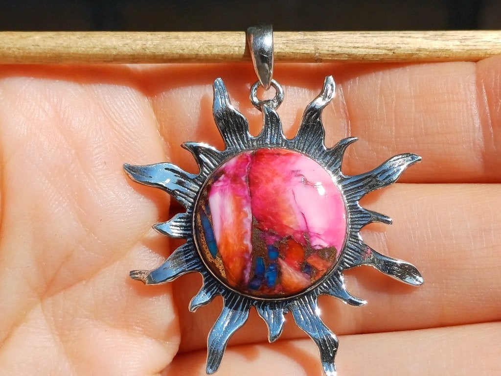Vanoli 925 zilveren zon kettinghanger pink koper turquoise, Daiva1973@hotmail.com, Vanoli, Overige kleuren, Amsterdam