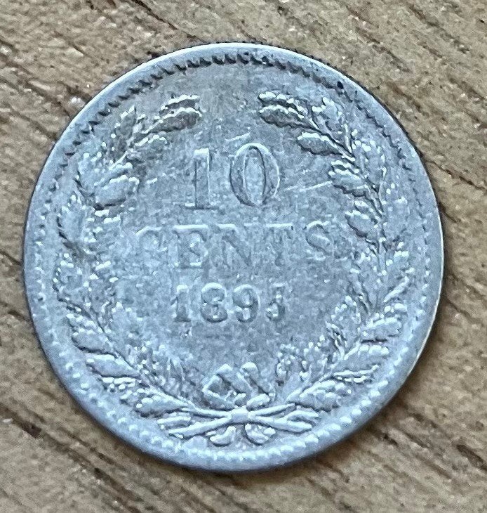 10 cent 1895 Wilhelmina, Ophalen, Zilver, 10 cent, Koningin Wilhelmina