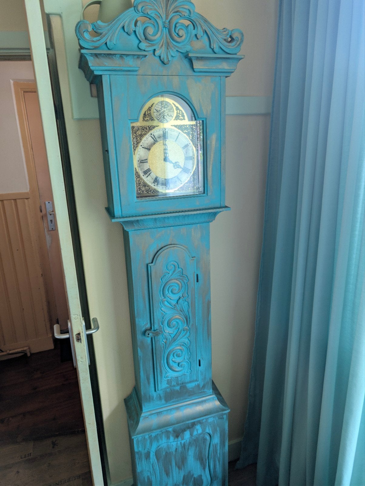 Grote staande klok - turquoise (defect), Ophalen of Verzenden