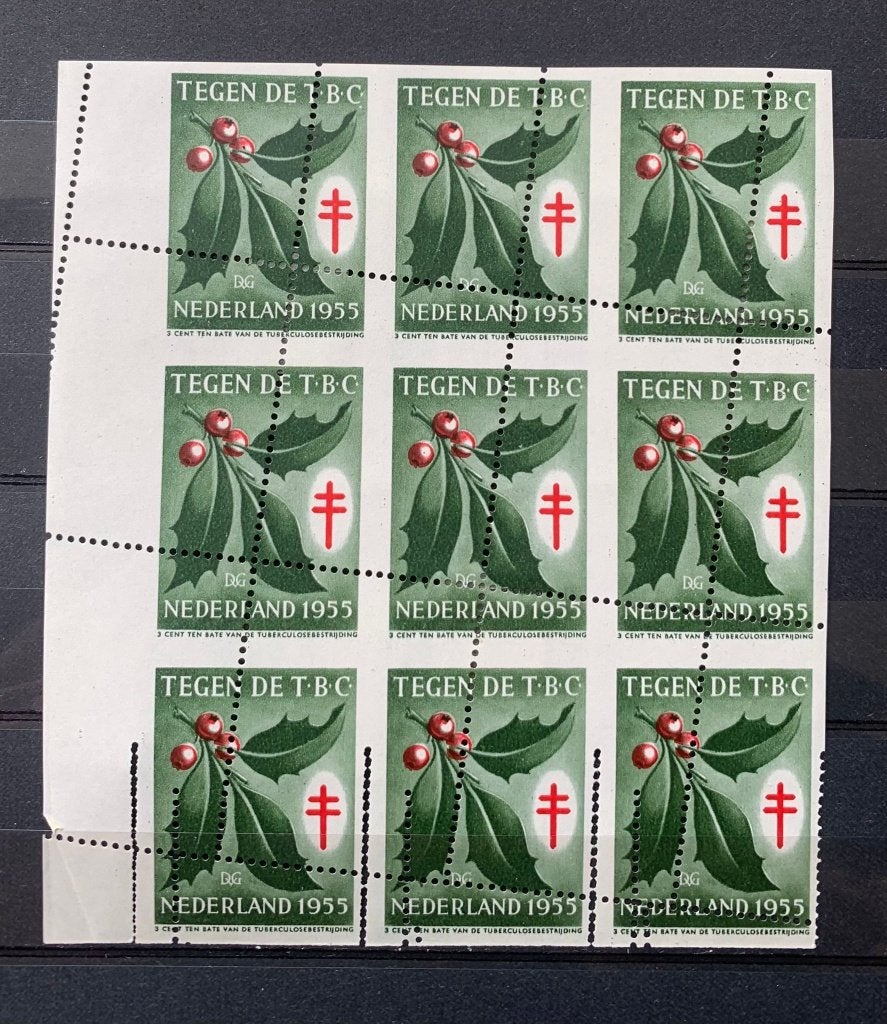 Sluitzegels 1955 tbc Tuberculose kleurproeven misperforatie, Verzenden, Na 1940, Gestempeld