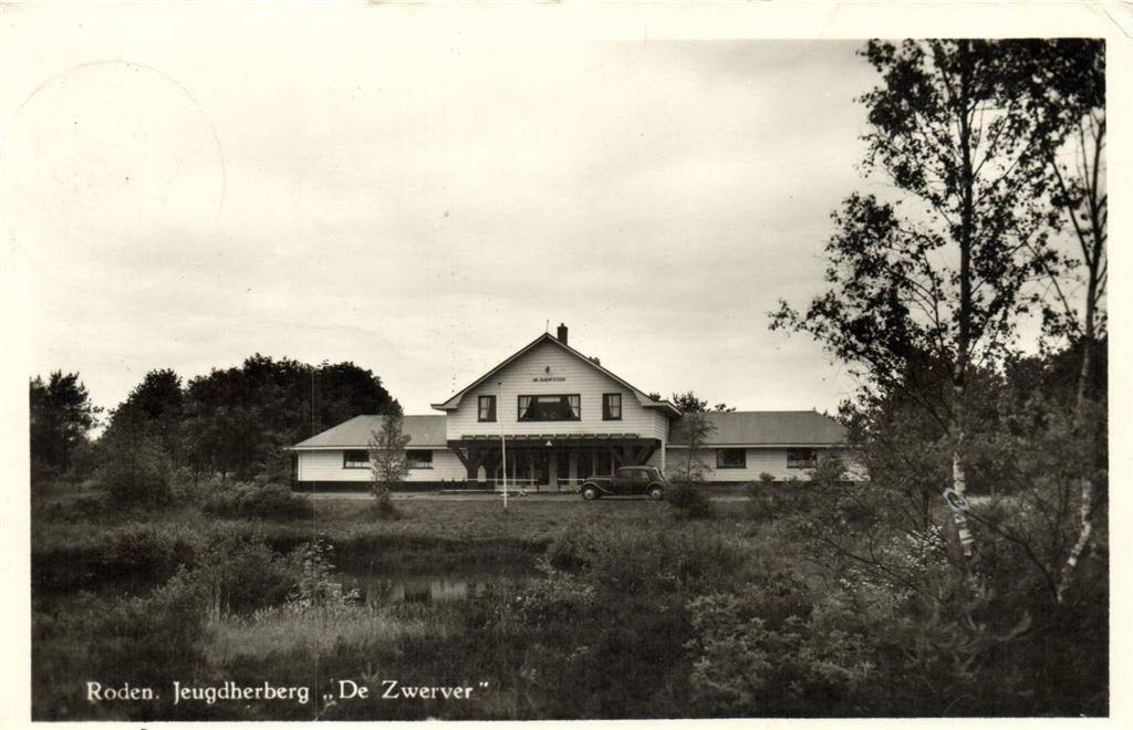 Roden. Jeugdherberg De Zwerver - gelopen, Ophalen of Verzenden, 1940 tot 1960, Gelopen, Drenthe