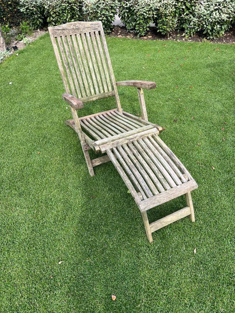 Teakhouten deck chair / ligstoel met verstelbare rugleuning, Ophalen of Verzenden, Gebruikt, Teakhout, Verstelbaar