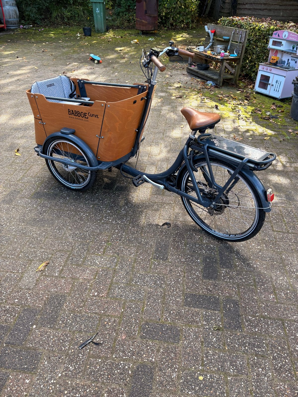 Babboe bakfiets curve elektrisch, Fietsen en Brommers, 4 kinderen of meer, Zo goed als nieuw, Elektrisch, Schijfrem