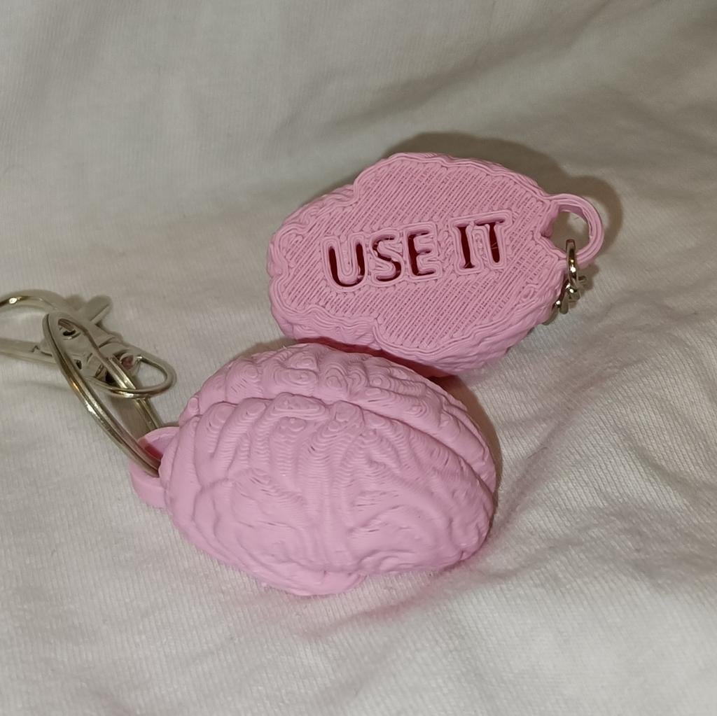 Grappige Sleutelhanger Hersenen met Boodschap 'USE IT', Ophalen of Verzenden