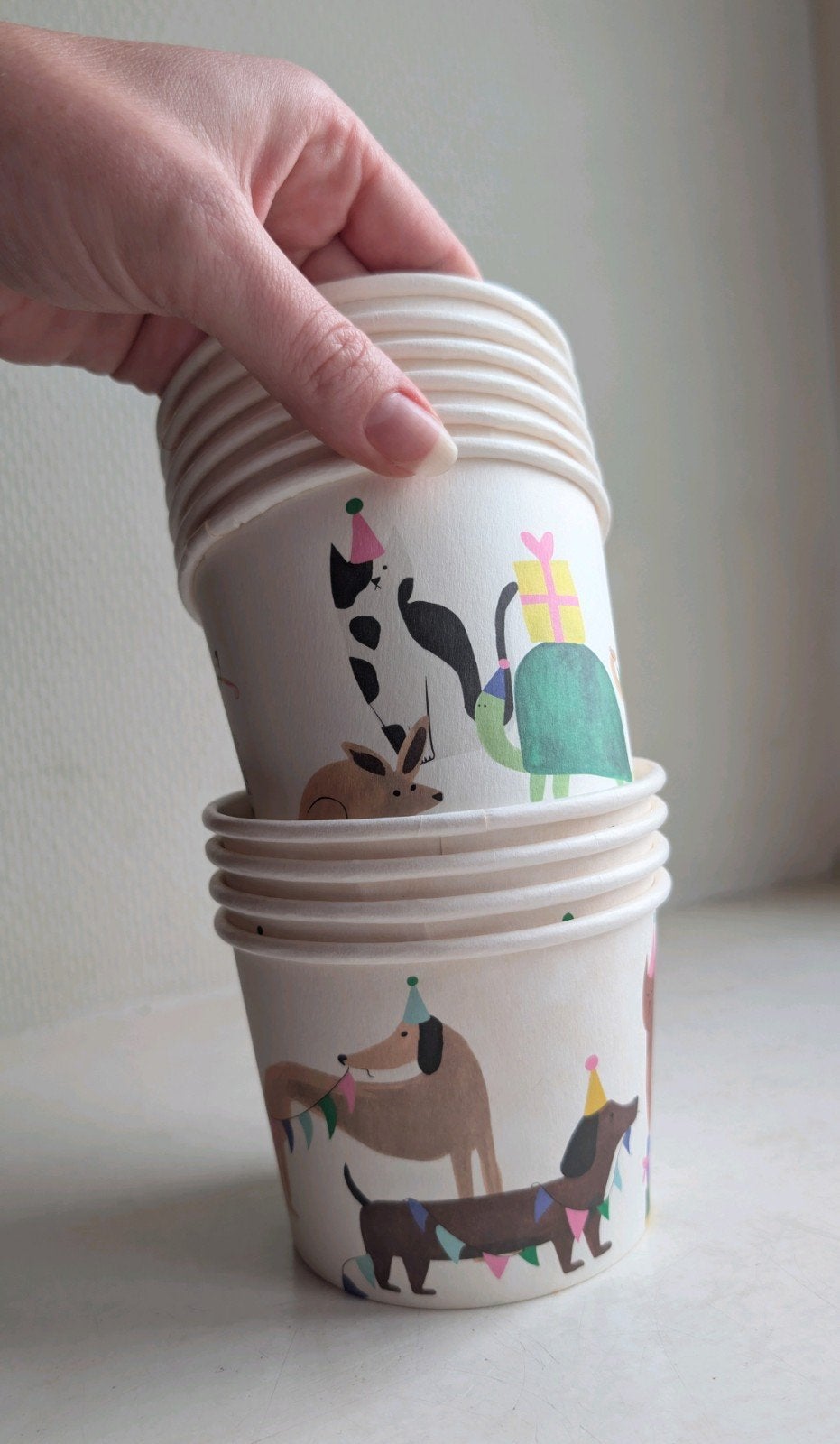 10 papieren bakjes met dieren voor kinderfeestjes, Ophalen of Verzenden, Nieuw, Overige typen, Verjaardag