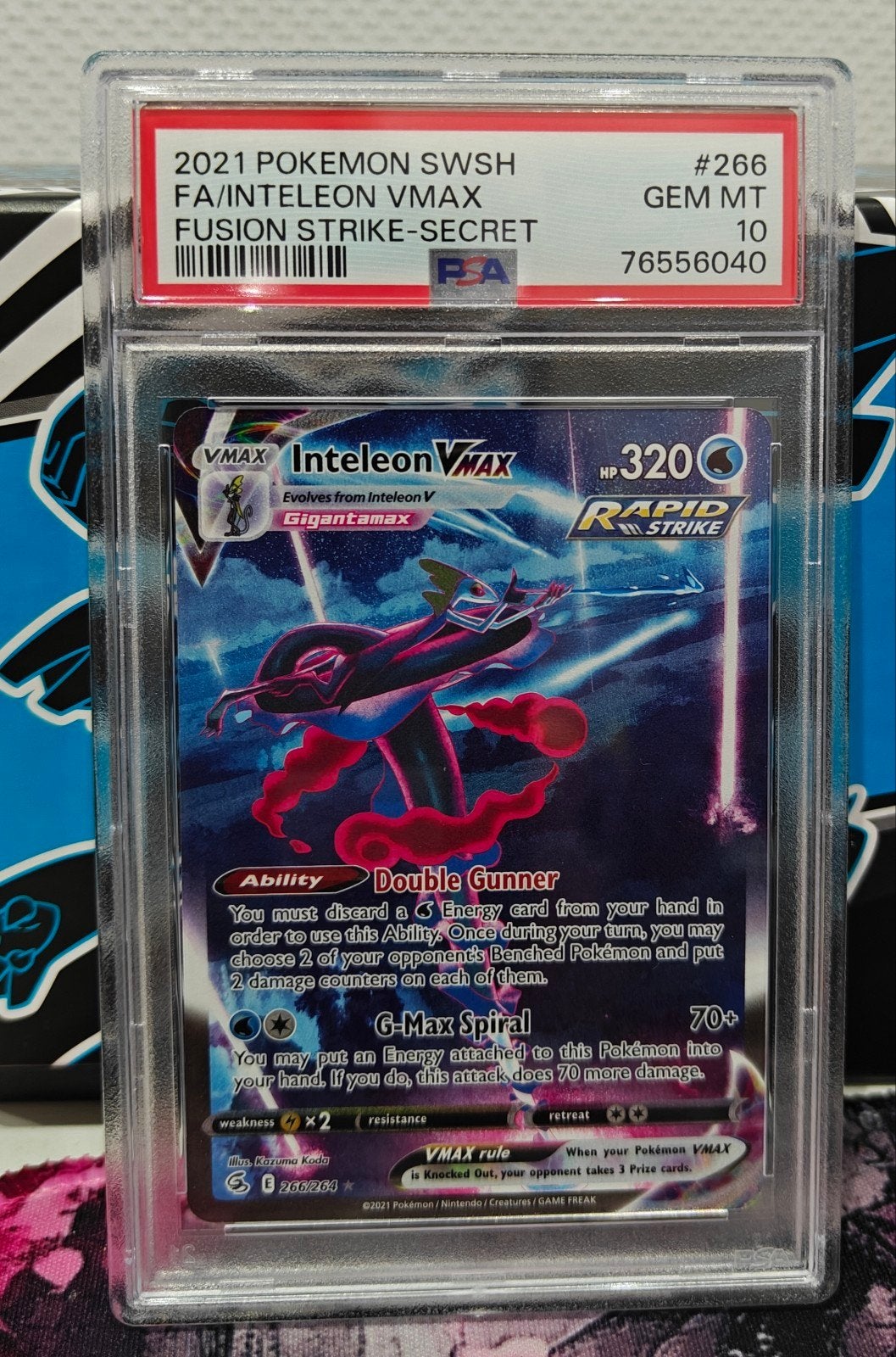 PSA 10 Inteleon VMAX Fusion Strike Secret Rare Pokémon Kaart, Ophalen of Verzenden, Nieuw, Losse kaart