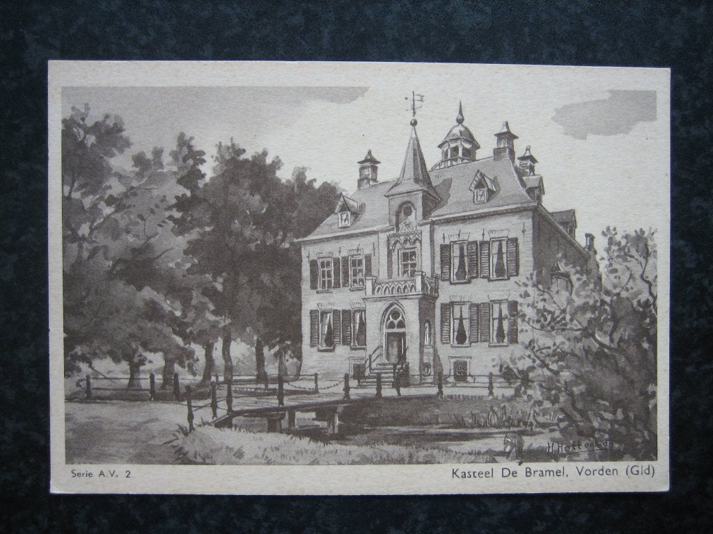 VORDEN kasteel De Bramel getekend Grootformaat, Ophalen of Verzenden, 1920 tot 1940, Gelderland