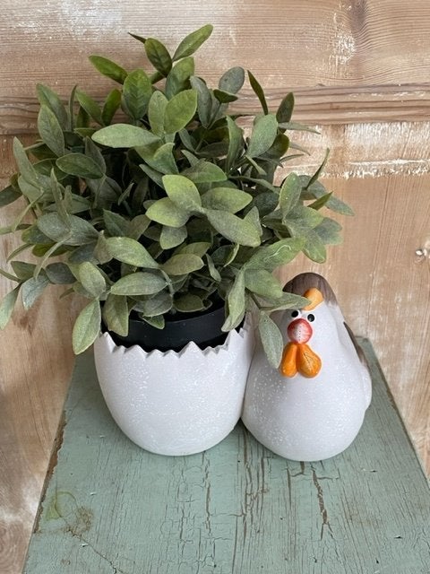 Bloempot met kip. Wit aardewerk. Leuk voor Pasen, Ophalen, Zo goed als nieuw, Balkon, Overige vormen