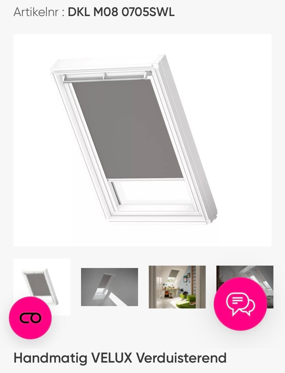 2x Velux verduisterend rolgordijn DKL M08 0705SWL nieuw, Ophalen, Verduisterend, Nieuw, Rolgordijn