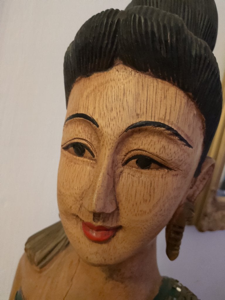 Thaise Sawasdee Lady 1,30m, Ophalen of Verzenden, 1 meter - 2 meter, Beeld, Hout
