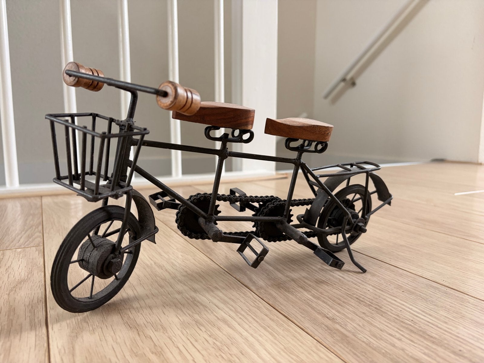 Decoratieve Tandem Fiets Miniatuur - Metaal & Hout, Ophalen of Verzenden, Zo goed als nieuw
