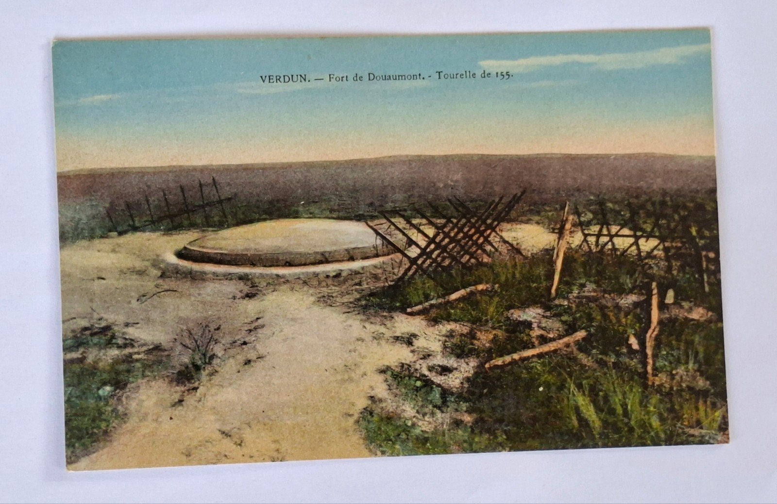 Ansichtkaart-WO1-Verdun-Fort Douaumont-geschutskoepel-kanon, Ophalen of Verzenden, Landmacht, Overige gebieden, Foto of Poster