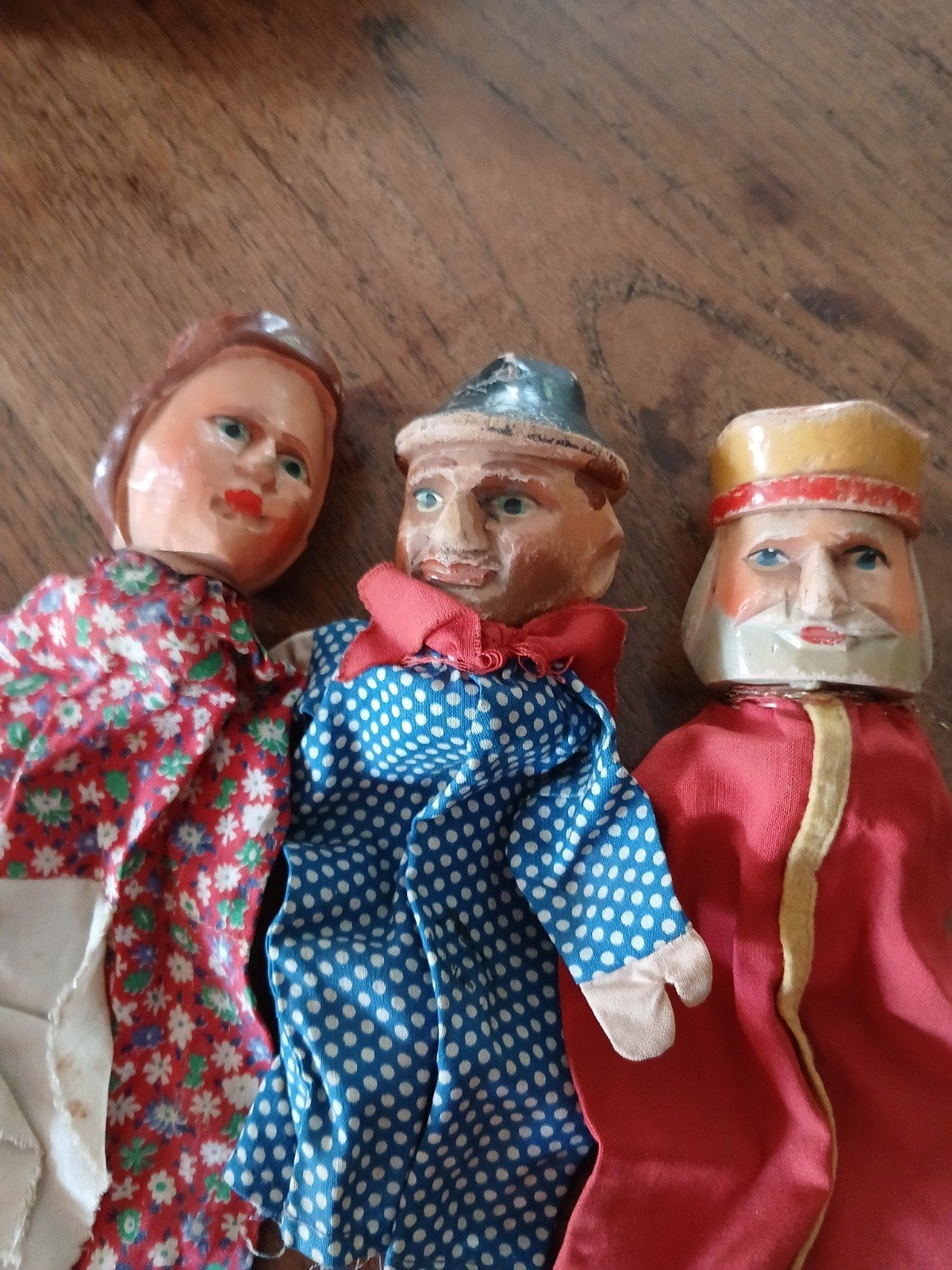 Vintage Handpoppen Set - Houten Hoofden poppenkastpoppen, Ophalen of Verzenden