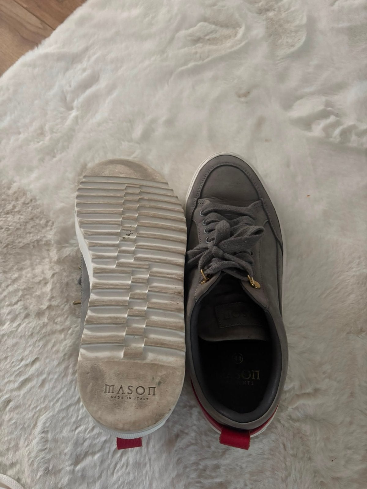 Mason Garments Sneakers - Grijs met Rood  maat 41- Maat 41, Ophalen of Verzenden, Zo goed als nieuw, Overige kleuren, Sneakers of Gympen