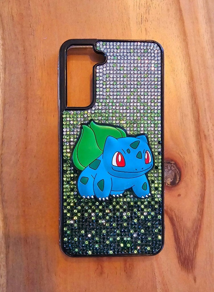 Bling Strass Samsung frontje + Pokémon Bulbasaur Popsocket, Telecommunicatie, Verzenden, Gebruikt, Frontje of Cover
