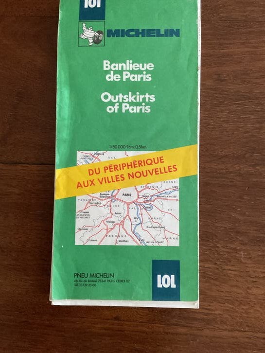 Michelin Kaart 101: Banlieue de Paris / Outskirts of Paris, Gelezen, Frankrijk, Ophalen of Verzenden, Landkaart