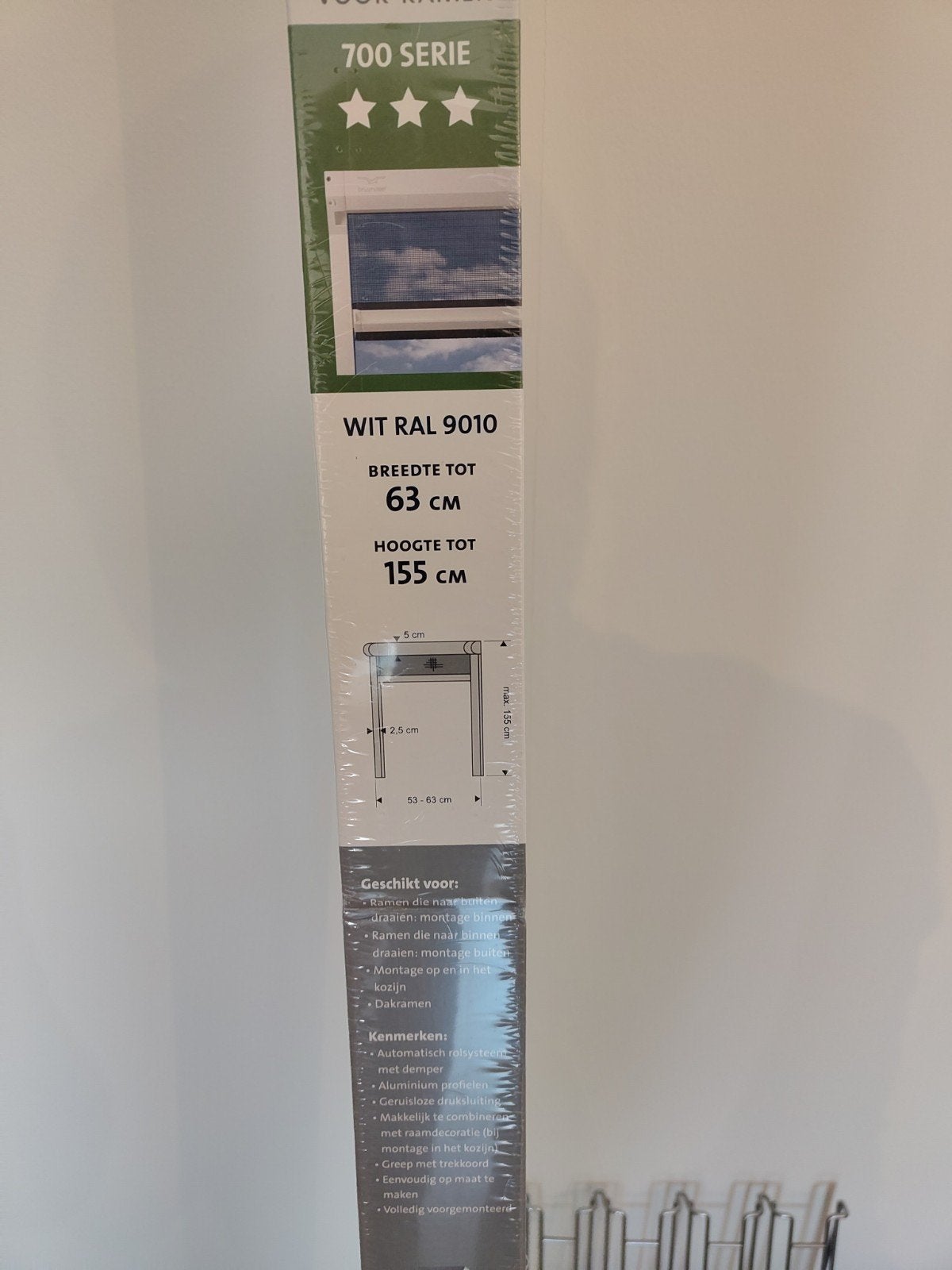 Bruynzeel Rolhor voor ramen - Wit RAL 9010 63*155, Ophalen, Minder dan 80 cm, Hordeur, Nieuw