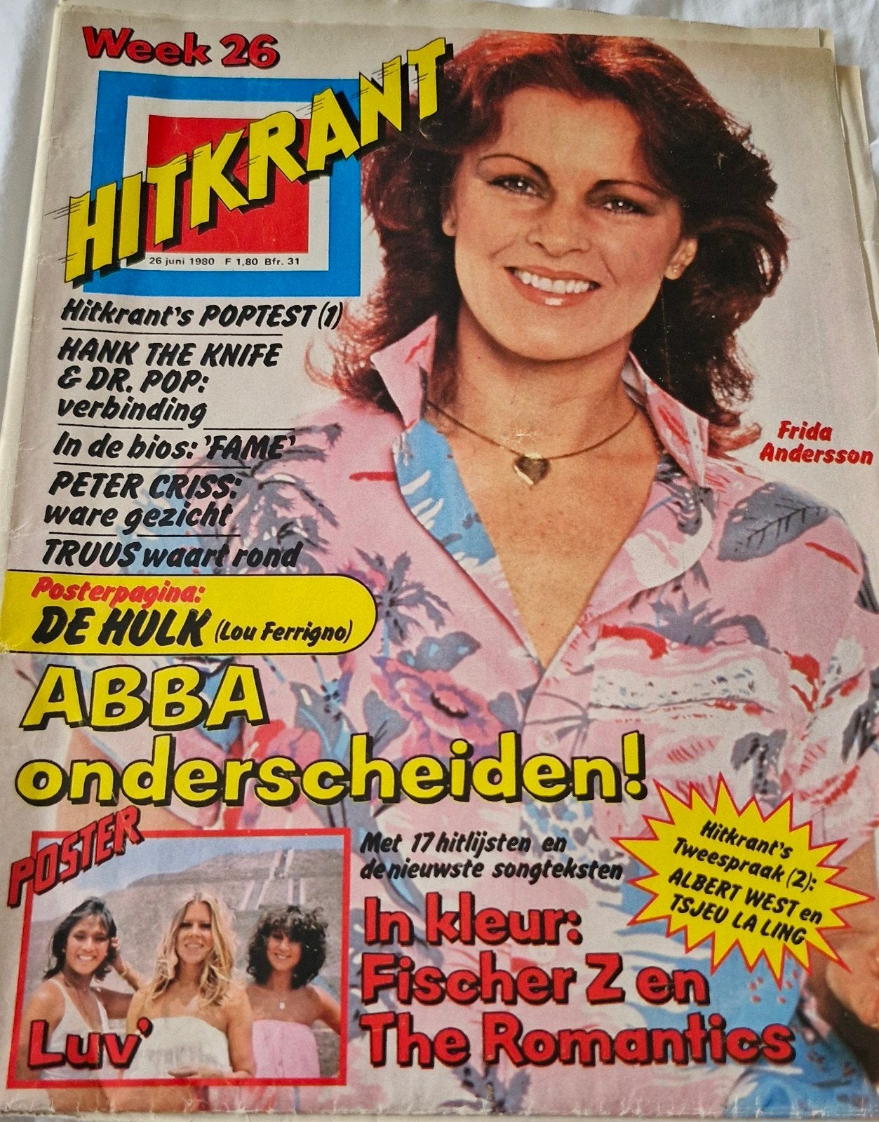 Hitkrant Week 26 - 26 juni 1980 - ABBA, Luv', The Romantics, Ophalen of Verzenden, 1980 tot heden