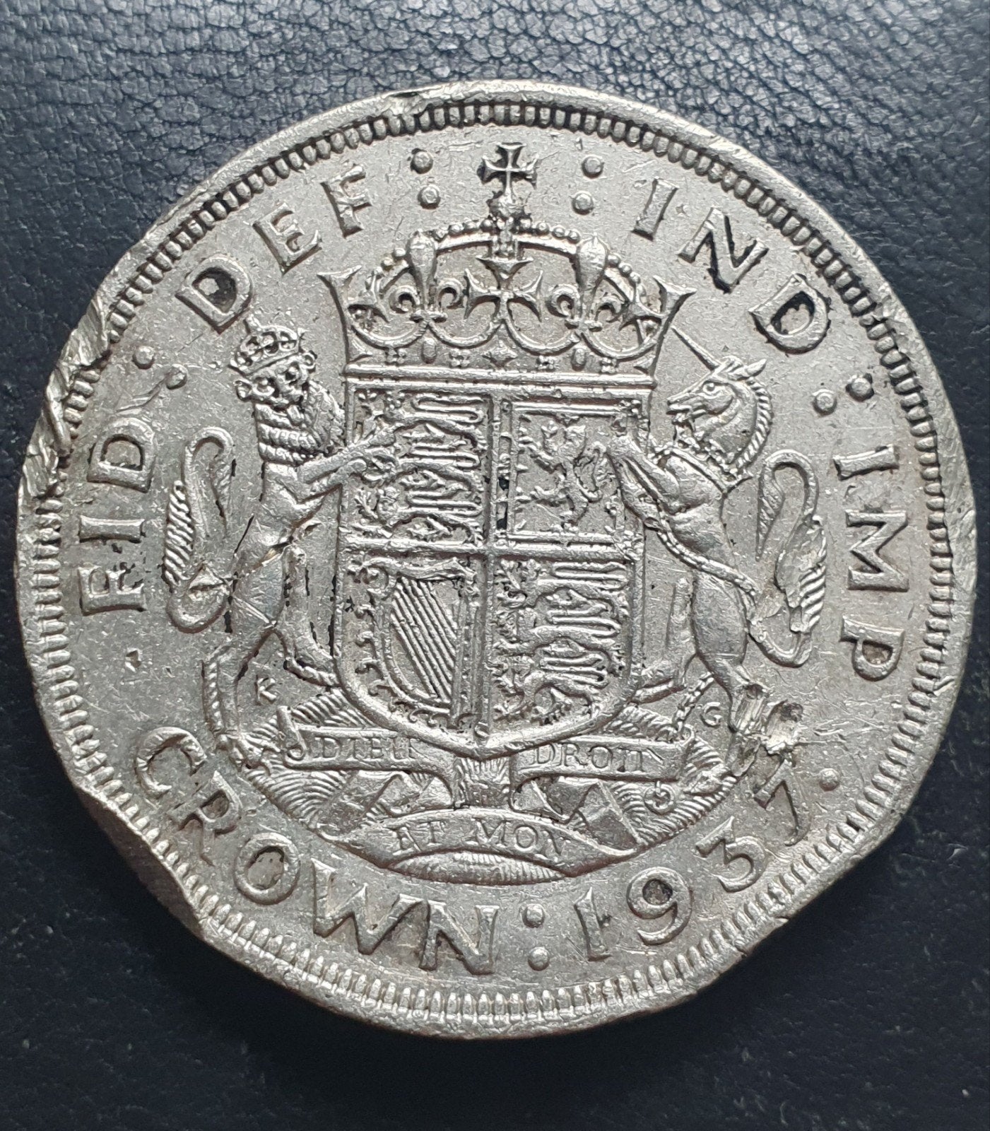 Oude grote zware zilveren one crown munt uit 1937 Engeland., Ophalen of Verzenden, Overige landen, Losse munt, Zilver