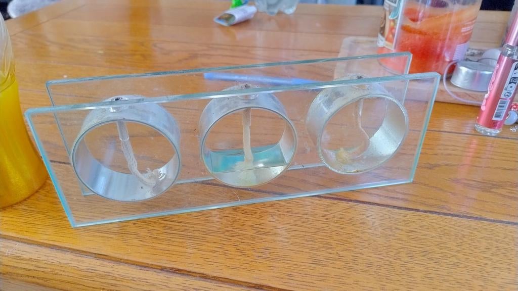 Lamp van glas met 3 olie lampjes, Ophalen, Overige typen