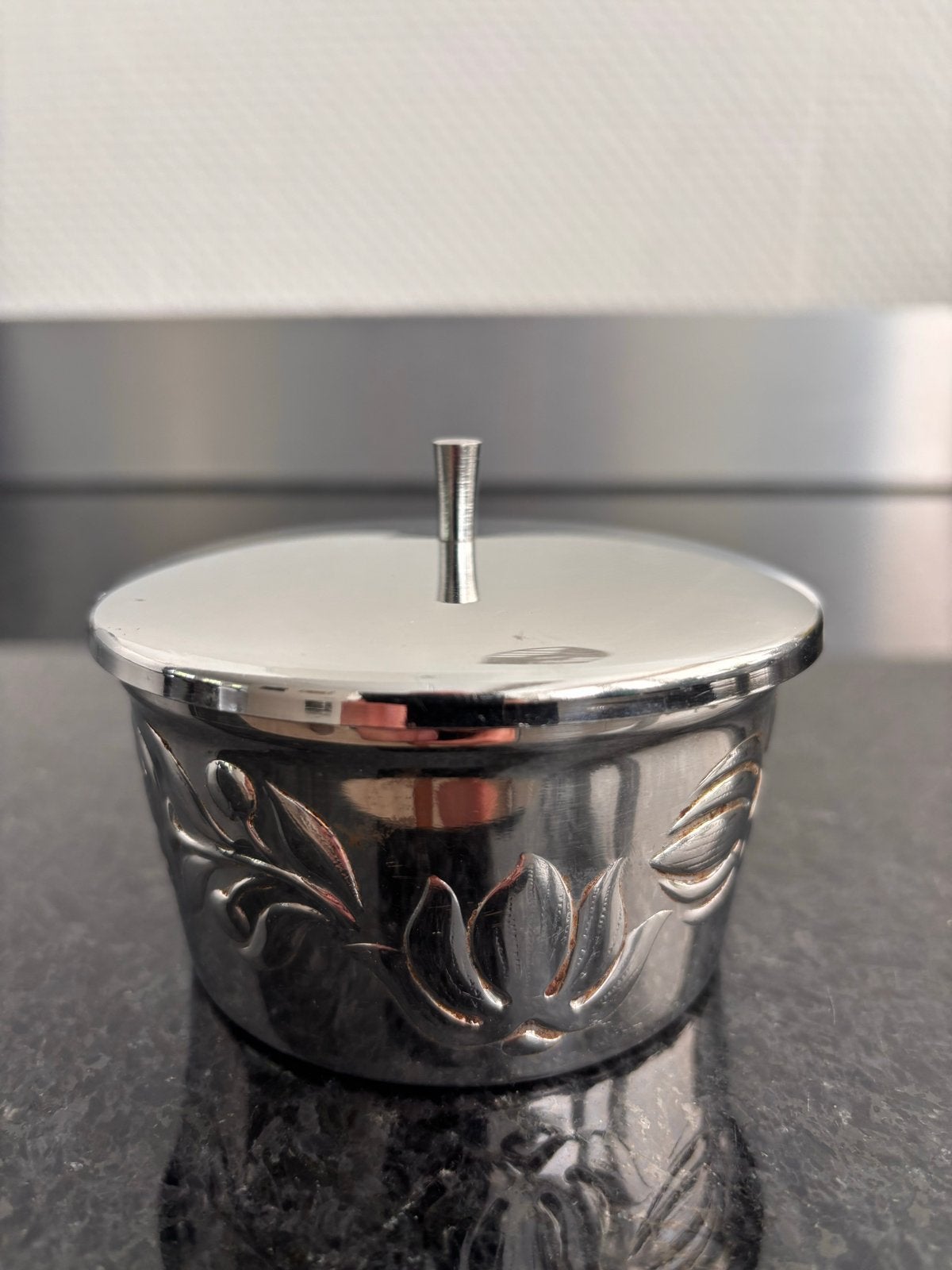 Vintage Alfra Alessi botervloot 18/10 RVS Unilever., Huis en Inrichting, Zilver, Ophalen of Verzenden, Zo goed als nieuw, Voorraadpot