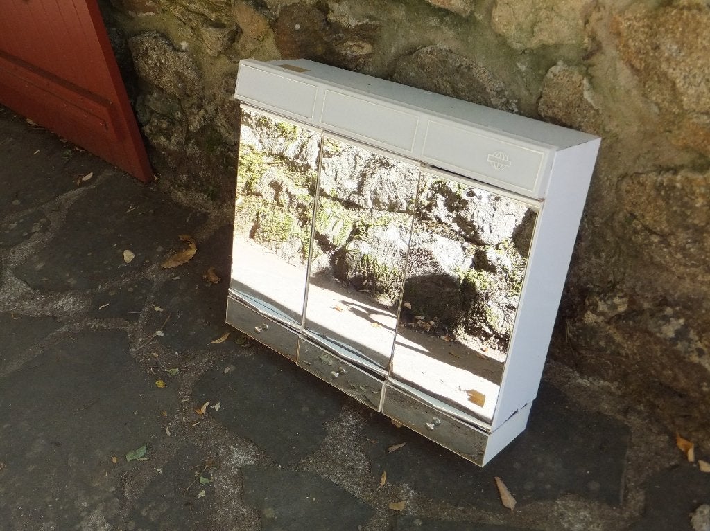 vintage medicijn kastje badkamer spiegel lichtbalk rossignol, Huis en Inrichting, Badkamer | Badkamermeubels, Ophalen, Gebruikt