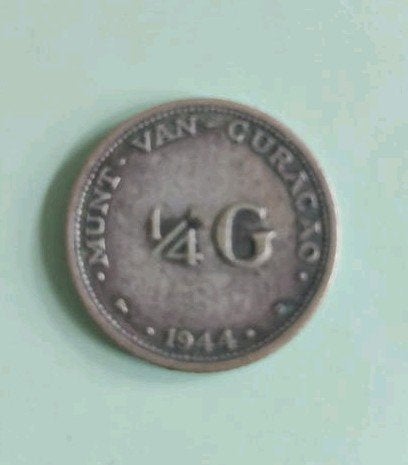 Munt van Curaçao 1/4 Gulden 1944 Koningin Wilhelmina, Ophalen of Verzenden, Koningin Wilhelmina, 2½ gulden, Losse munt