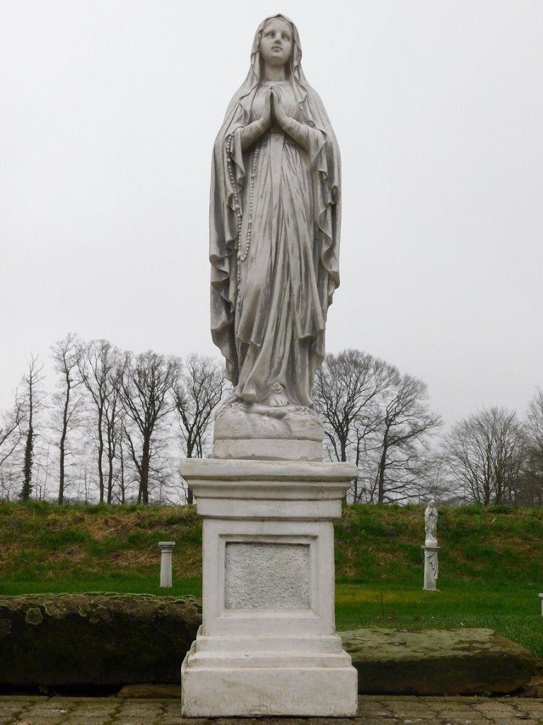 Groot Maria Beeld op Sokkel - 190 cm - Volledig Steen, Tuin en Terras, Steen, ., Ophalen of Verzenden, .