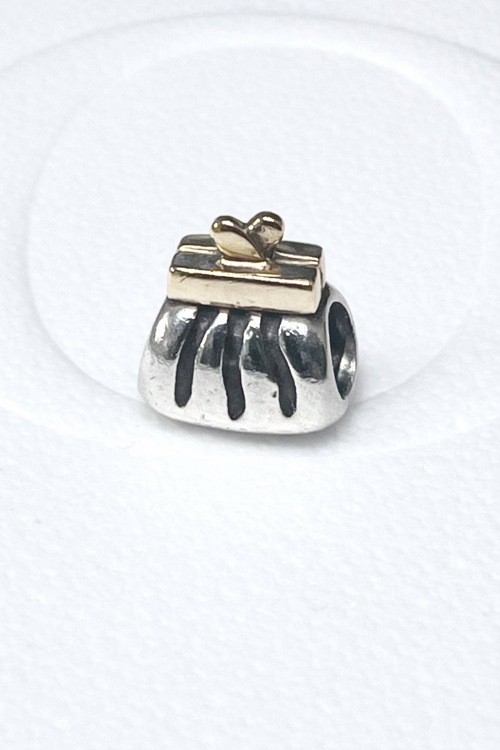 ZELDZAAM Pandora bedel dames tasje met 14k goud zgan, Ophalen, Zo goed als nieuw, Zilver, Pandora