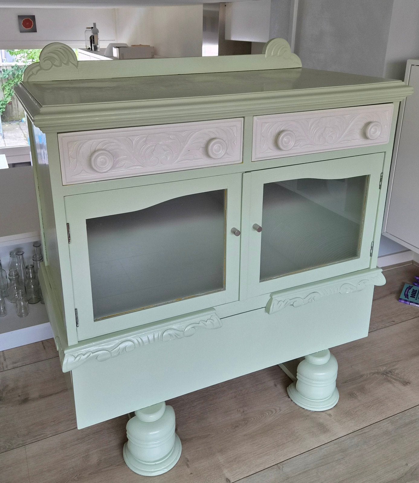 Vintage theekastje omgebouwd tot commode - 93x46x94 cm, Ophalen, Gebruikt, 75 tot 100 cm, Minder dan 50 cm